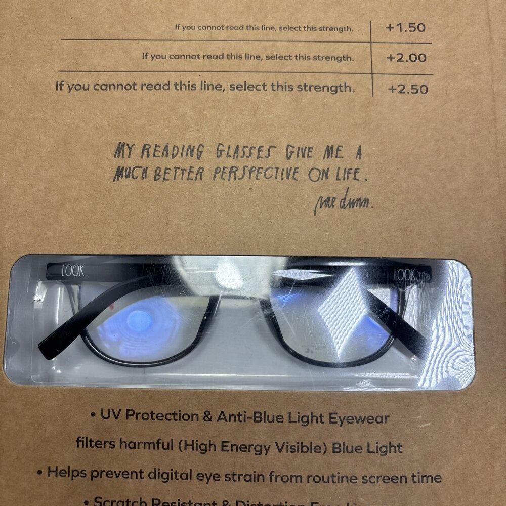 Rae Dunn  2 Pair Blue Light Blocking Reading Glasses & 1 Case  ~ Brown & Clear - Picture 10 of 13